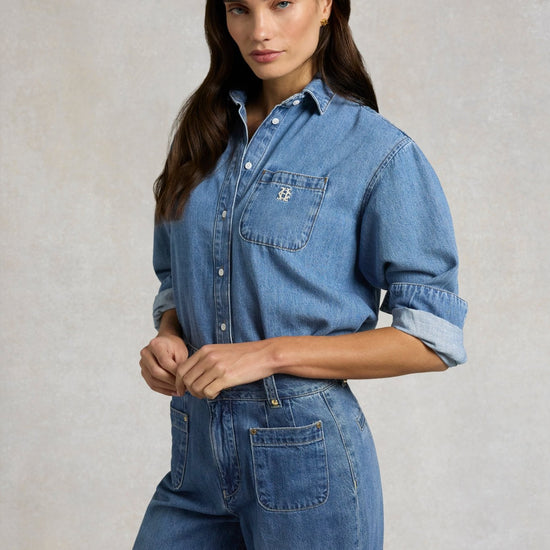 Young Ideas & Henmores - Cropped Denim Shirt - Mid Quartz Blue - 8