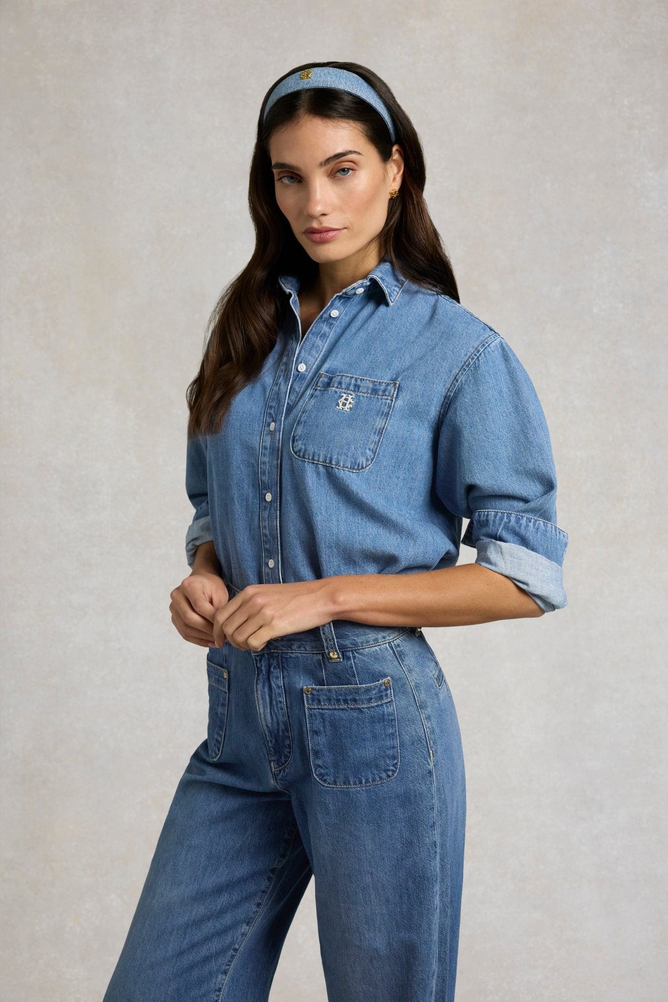 Young Ideas & Henmores - Cropped Denim Shirt - Mid Quartz Blue - 8