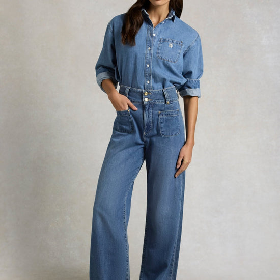 Young Ideas & Henmores - Cropped Denim Shirt - Mid Quartz Blue - 8