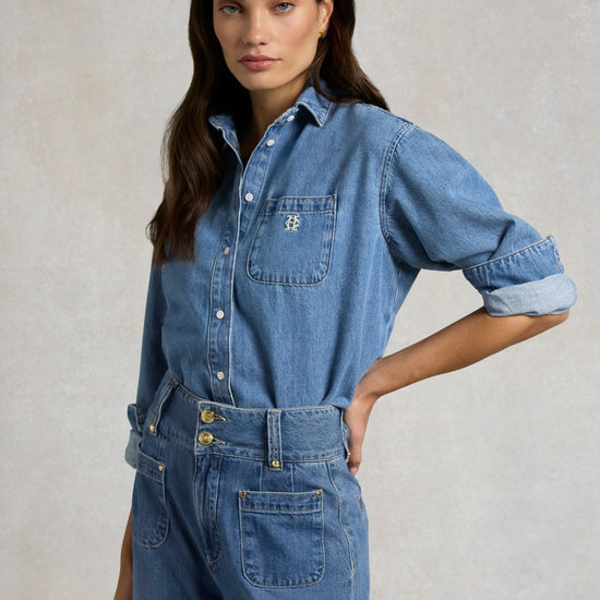 Young Ideas & Henmores - Cropped Denim Shirt - Mid Quartz Blue - 8