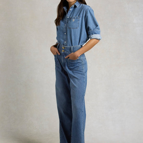 Young Ideas & Henmores - Cropped Denim Shirt - Mid Quartz Blue - 8