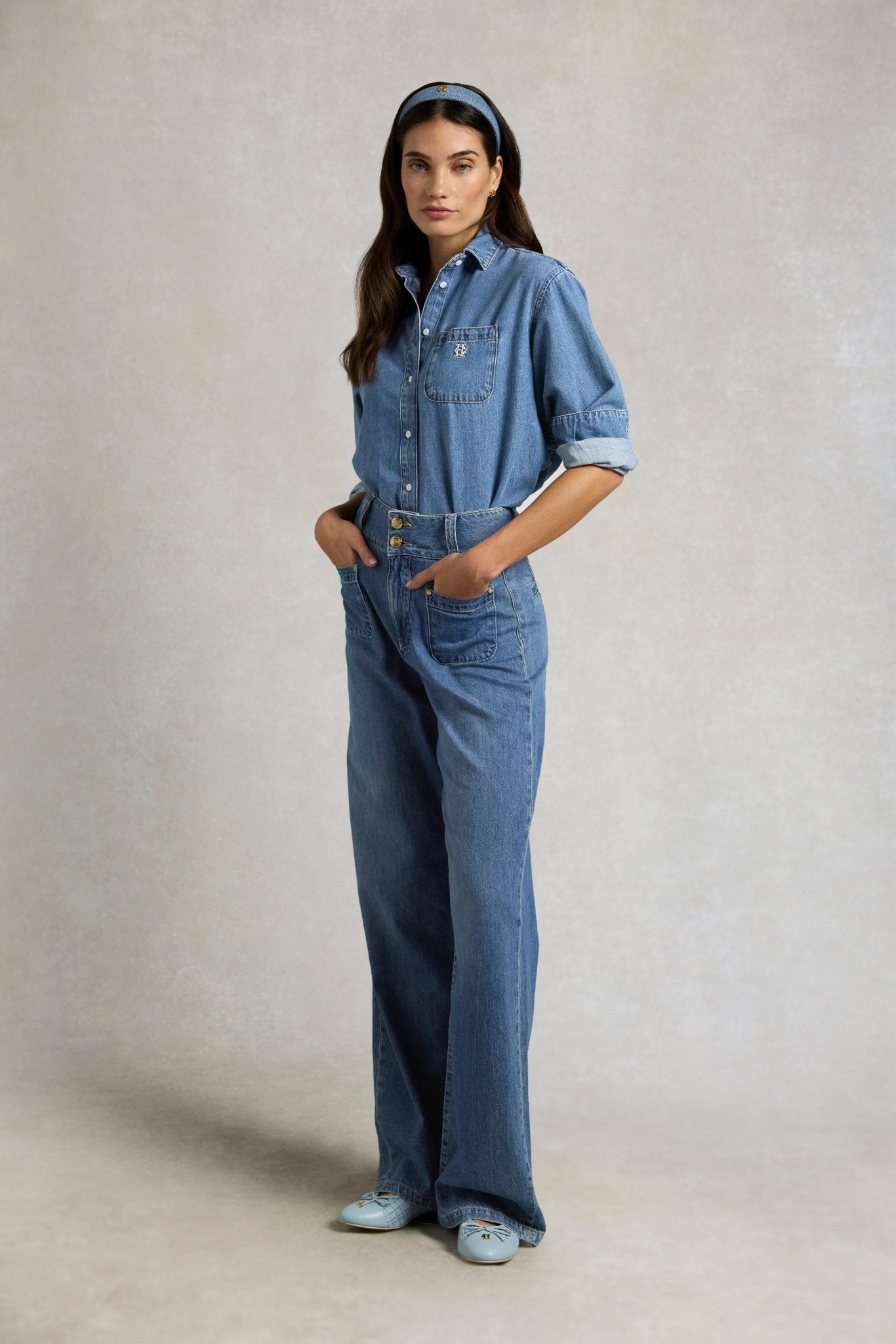 Young Ideas & Henmores - Cropped Denim Shirt - Mid Quartz Blue - 8