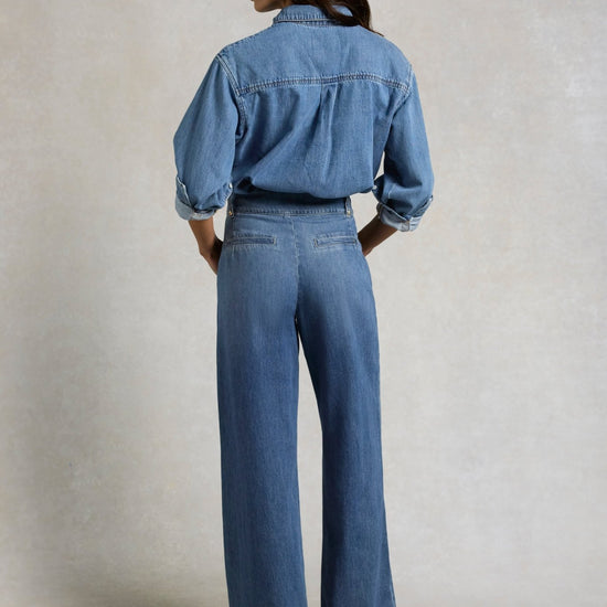 Young Ideas & Henmores - Cropped Denim Shirt - Mid Quartz Blue - 8