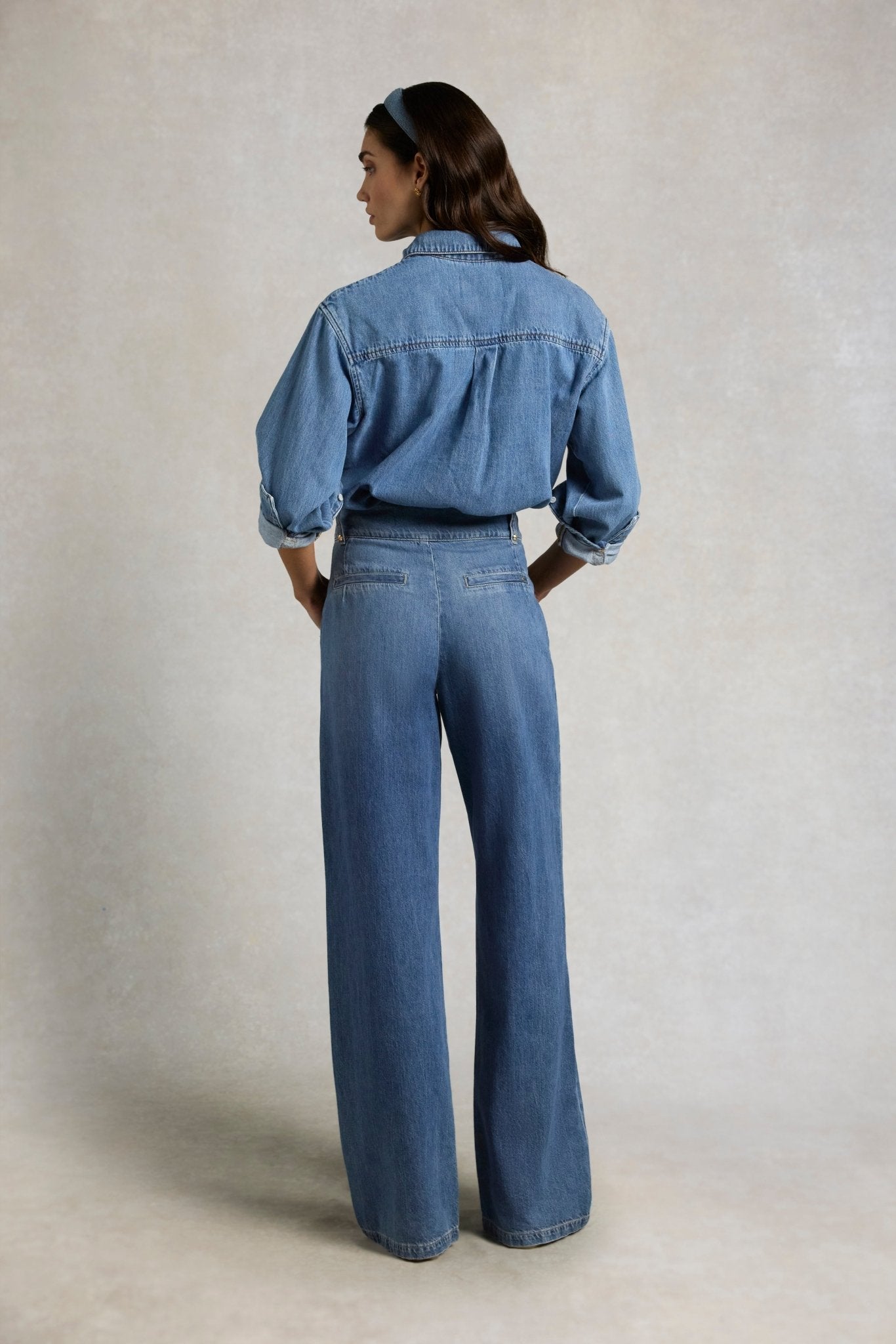 Young Ideas & Henmores - Cropped Denim Shirt - Mid Quartz Blue - 8