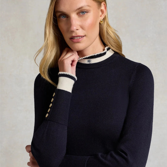 Young Ideas & Henmores -Deauville Crew Neck Knit -Ink Navy -L