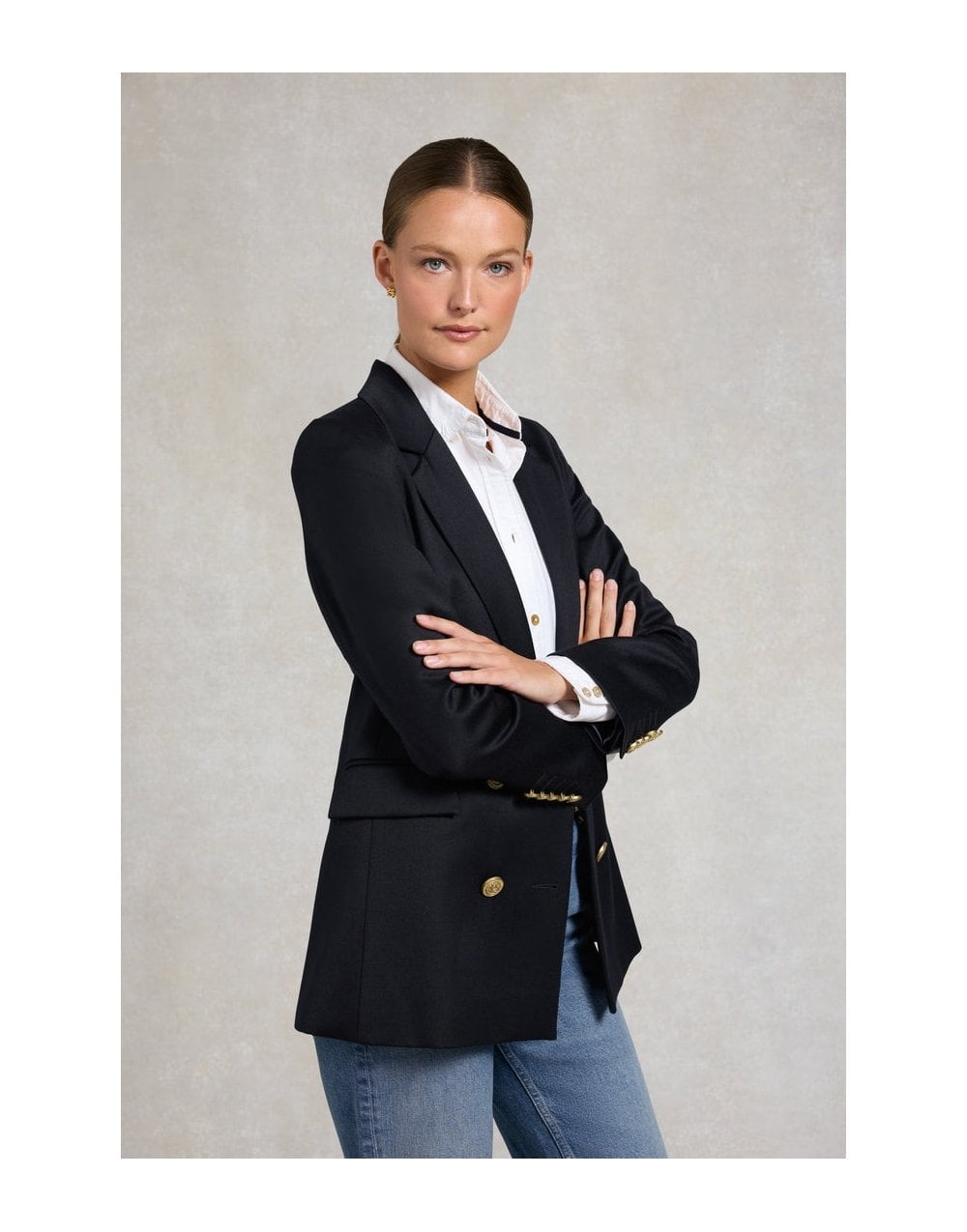 Young Ideas/Henmores - Double breasted Cavalry Twill Blazer - Navy Twill - 8