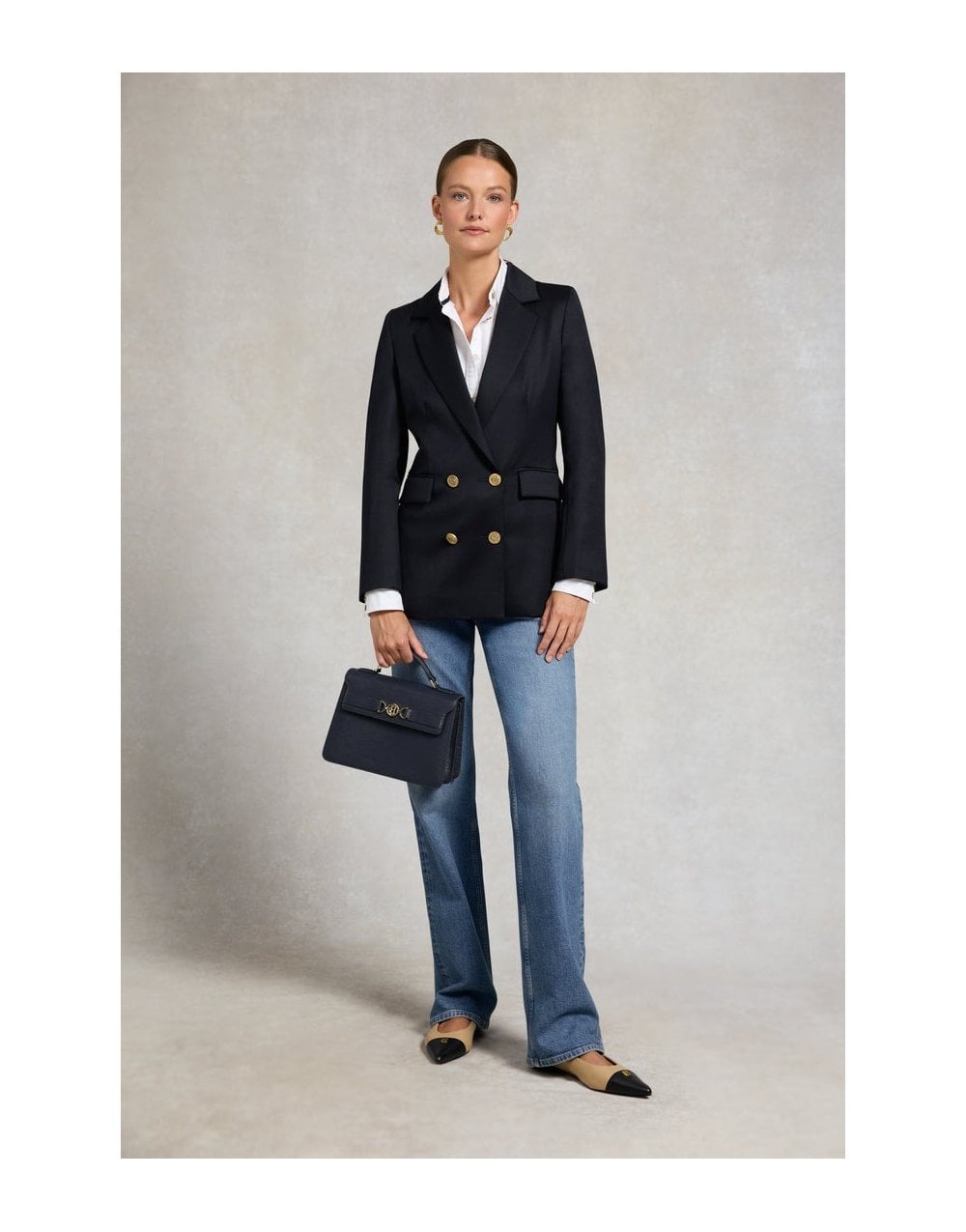 Young Ideas/Henmores - Double breasted Cavalry Twill Blazer - Navy Twill - 8