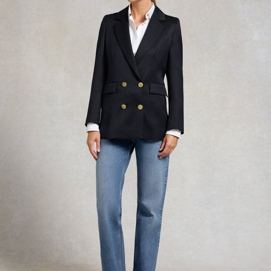 Young Ideas/Henmores - Double breasted Cavalry Twill Blazer - Navy Twill - 8