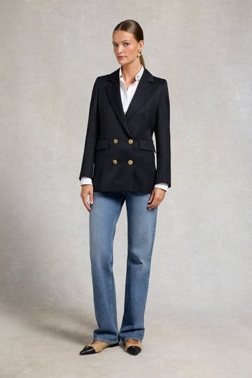 Young Ideas/Henmores - Double breasted Cavalry Twill Blazer - Navy Twill - 8