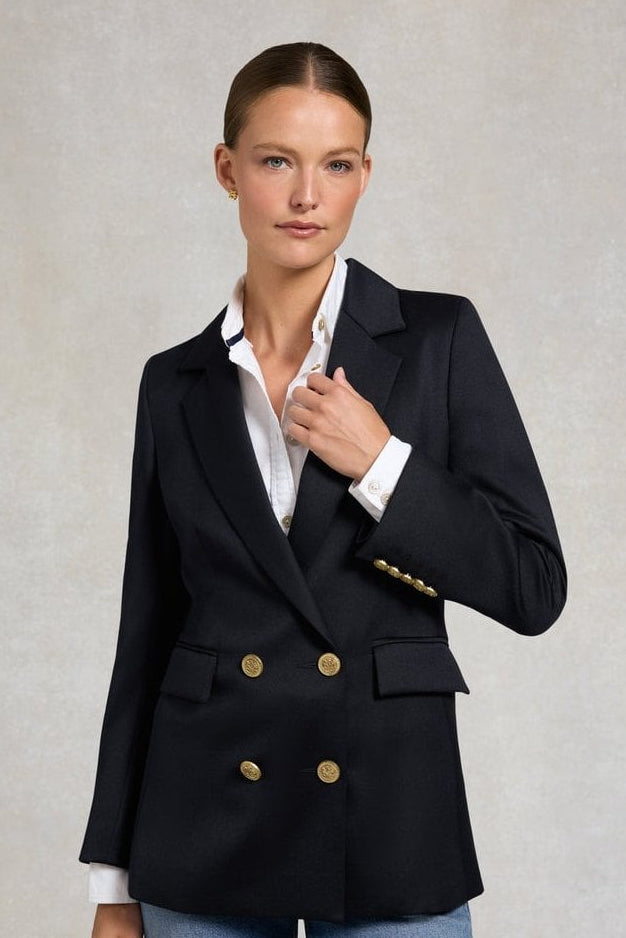 Young Ideas/Henmores - Double breasted Cavalry Twill Blazer - Navy Twill - 8