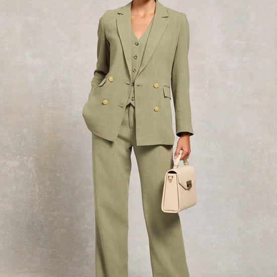 Young Ideas & Henmores -Double Breasted Linen Blazer -Sage -8