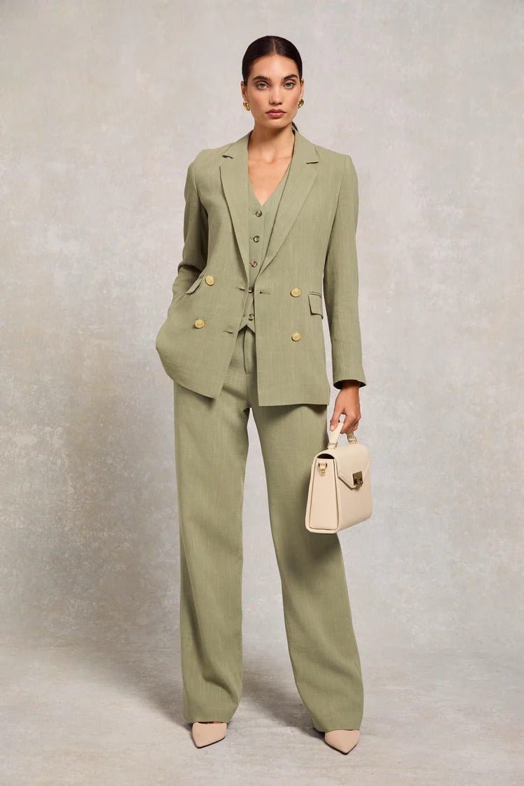 Young Ideas & Henmores -Double Breasted Linen Blazer -Sage -8