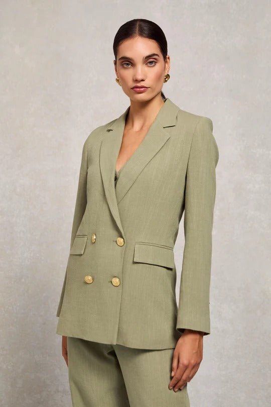 Young Ideas & Henmores -Double Breasted Linen Blazer -Sage -8
