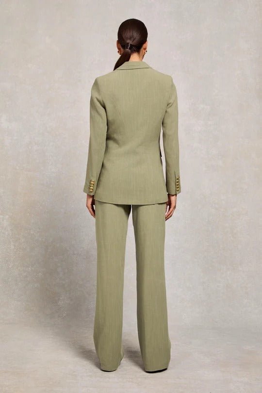 Young Ideas & Henmores -Double Breasted Linen Blazer -Sage -8