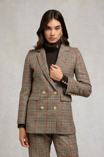 Young Ideas/Henmores - Double Breasted Tweed Blazer - Orange Windsor - 8