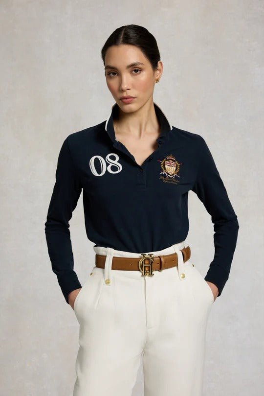 Young Ideas & Henmores - Heritage Long Sleeve Polo Shirt - Ink Navy - XS