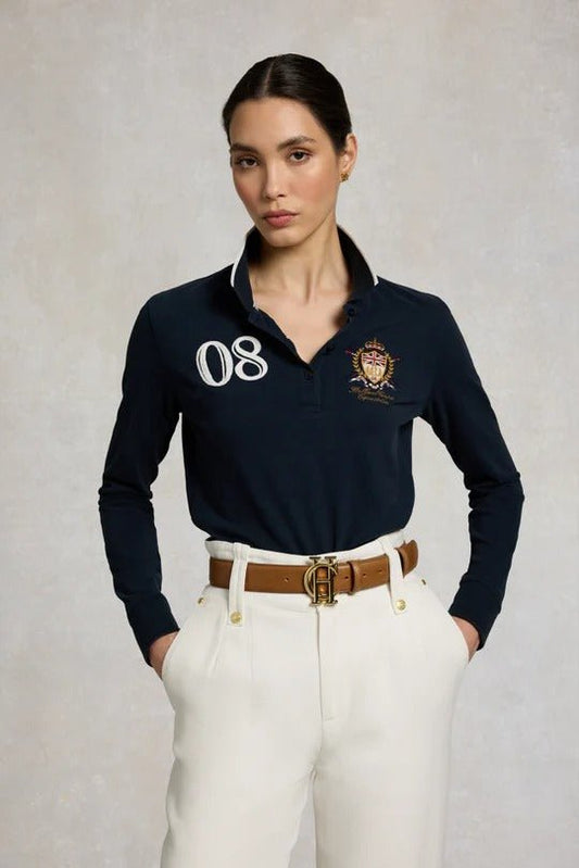 Young Ideas & Henmores - Heritage Long Sleeve Polo Shirt - Ink Navy - XS