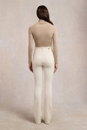 Young Ideas & Henmores -High Rise Flared Jean -Oatmeal -14S