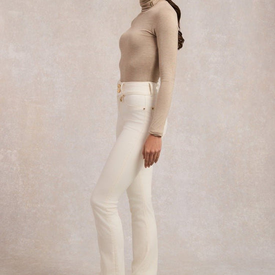 Young Ideas/Henmores - High Rise Flared Jeans - Oatmeal - 10R