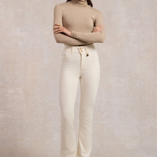 Young Ideas/Henmores - High Rise Flared Jeans - Oatmeal - 10R