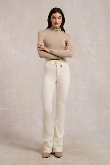 Young Ideas/Henmores - High Rise Flared Jeans - Oatmeal - 10R