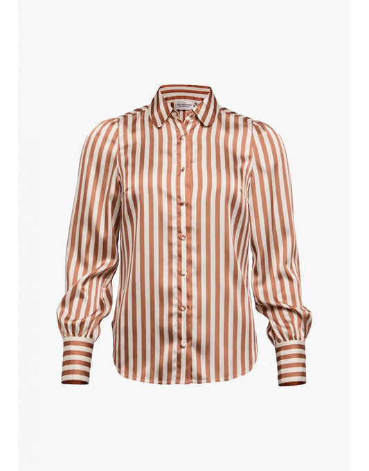 Young Ideas/Henmores - Isla Satin Shirt - Terracotta Stripe - 6