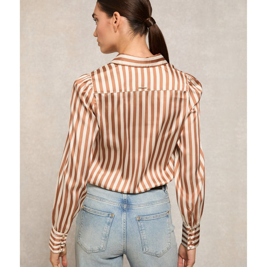 Young Ideas/Henmores - Isla Satin Shirt - Terracotta Stripe - 6