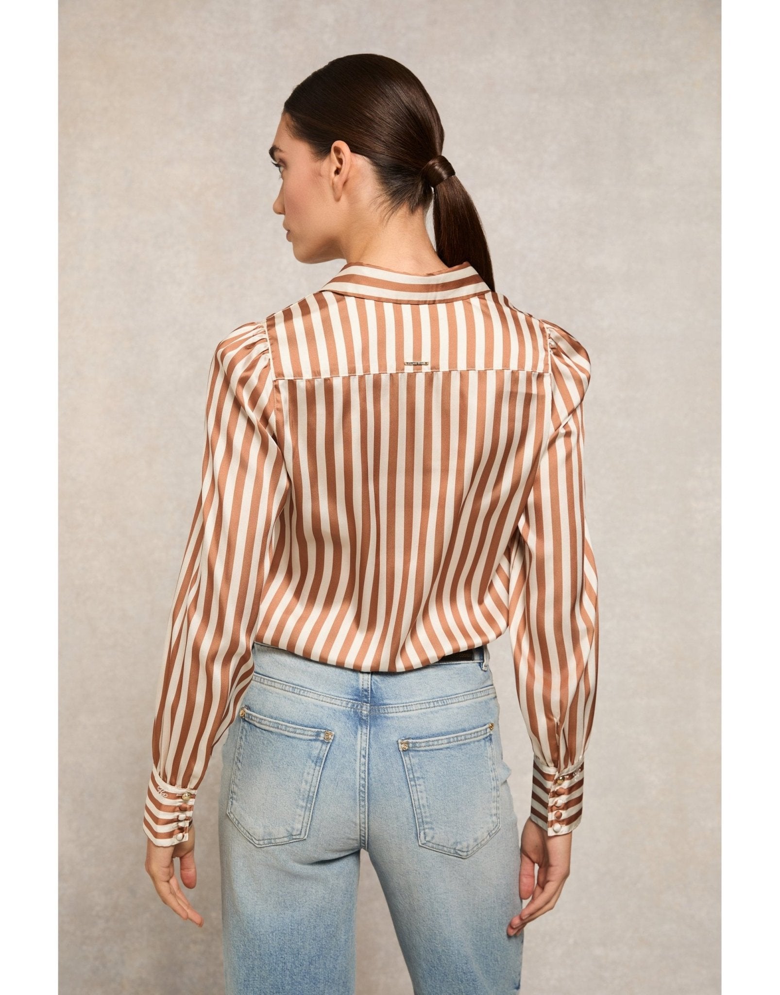 Young Ideas/Henmores - Isla Satin Shirt - Terracotta Stripe - 6