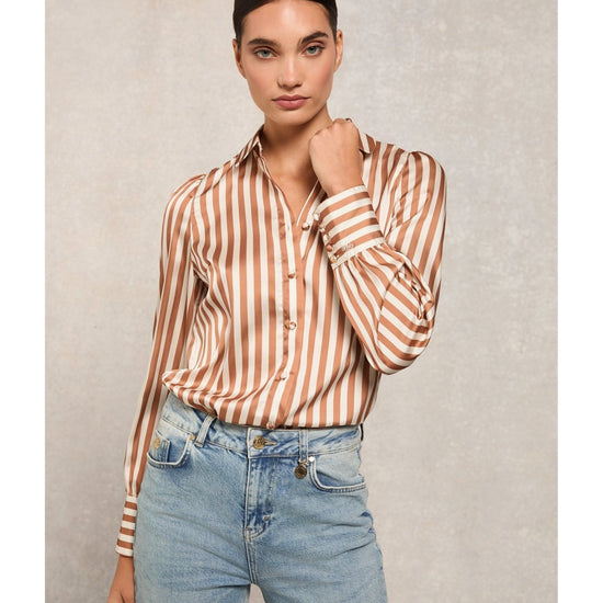 Young Ideas/Henmores - Isla Satin Shirt - Terracotta Stripe - 6