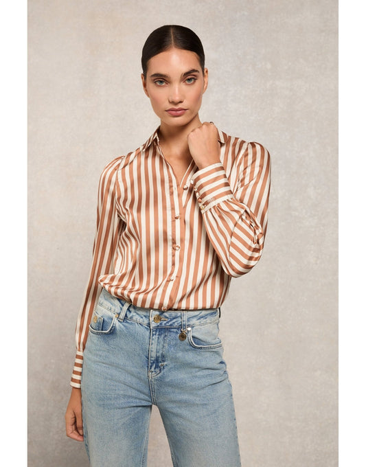Young Ideas/Henmores - Isla Satin Shirt - Terracotta Stripe - 6