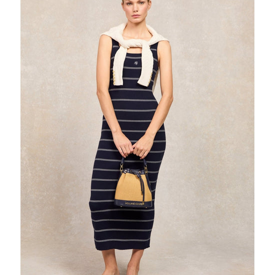 Young Ideas/Henmores - Juliet Knit Maxi Dress - Ink Navy Stripe - XS