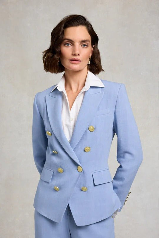 Young Ideas & Henmores - Knightsbridge Linen Blazer - Ice Blue - 8