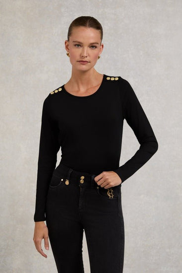 Young Ideas/Henmores - Long Sleeve Crew Neck Tee - Black - XS