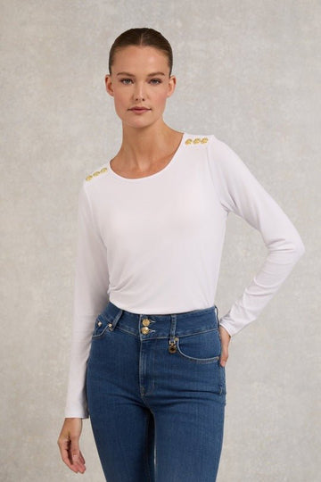 Young Ideas/Henmores - Long Sleeve Crew Neck Tee - White - XS