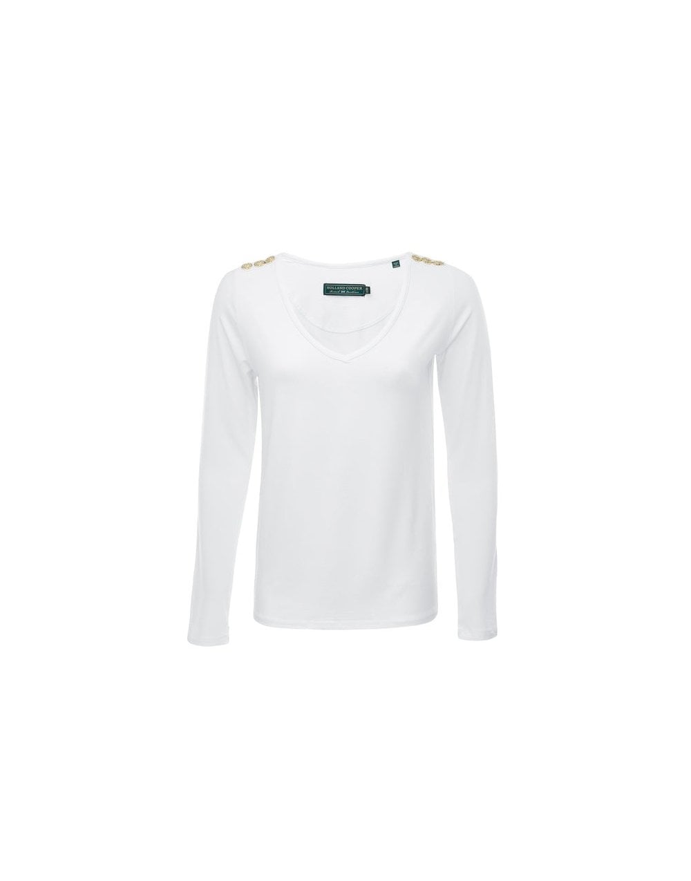 Young Ideas/Henmores - Long Sleeve V - Neck T-Shirt - White - XS