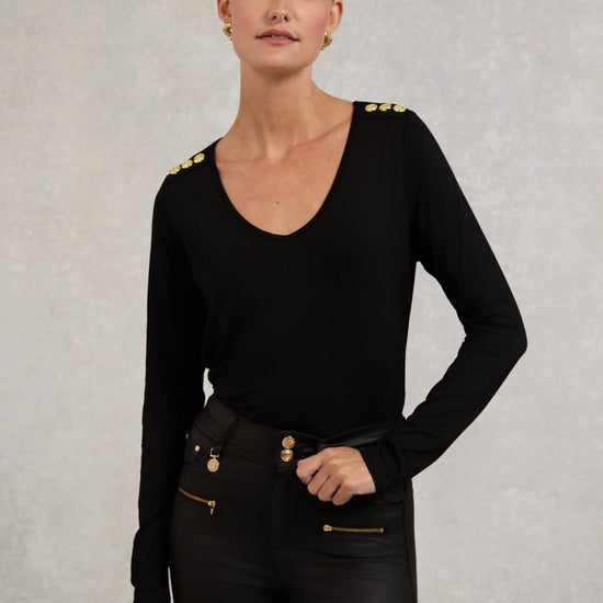 Young Ideas/Henmores - Long Sleeve V - Neck Tee - Black - XS