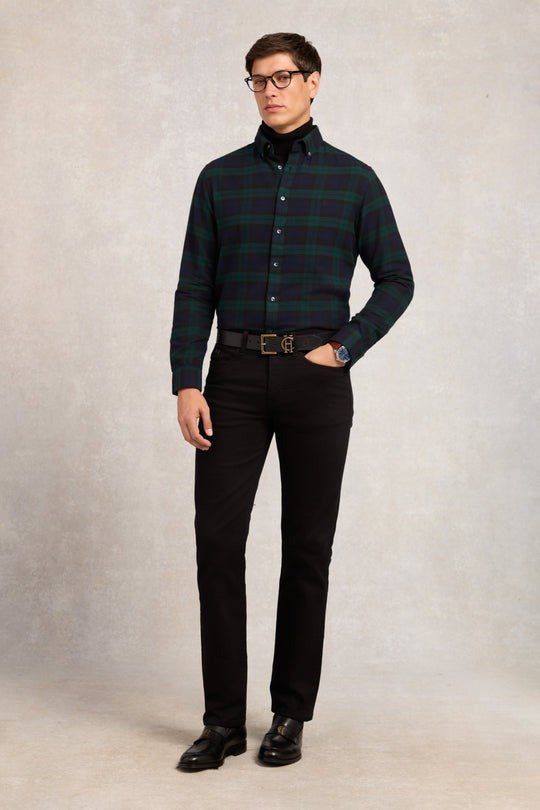 Young Ideas/Henmores - Mens Classic Button Down Shirt - Cheltenham Navy Check - S