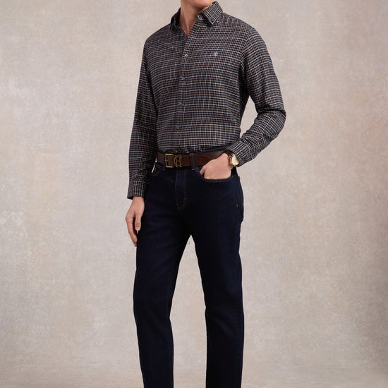 Young Ideas/Henmores - Mens Classic Button Down Shirt - Cheltenham Camel Check - M