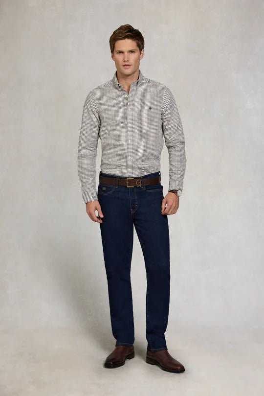 Young Ideas & Henmores - Mens Classic Button Down Shirt - Cheltenham Blue Check - M