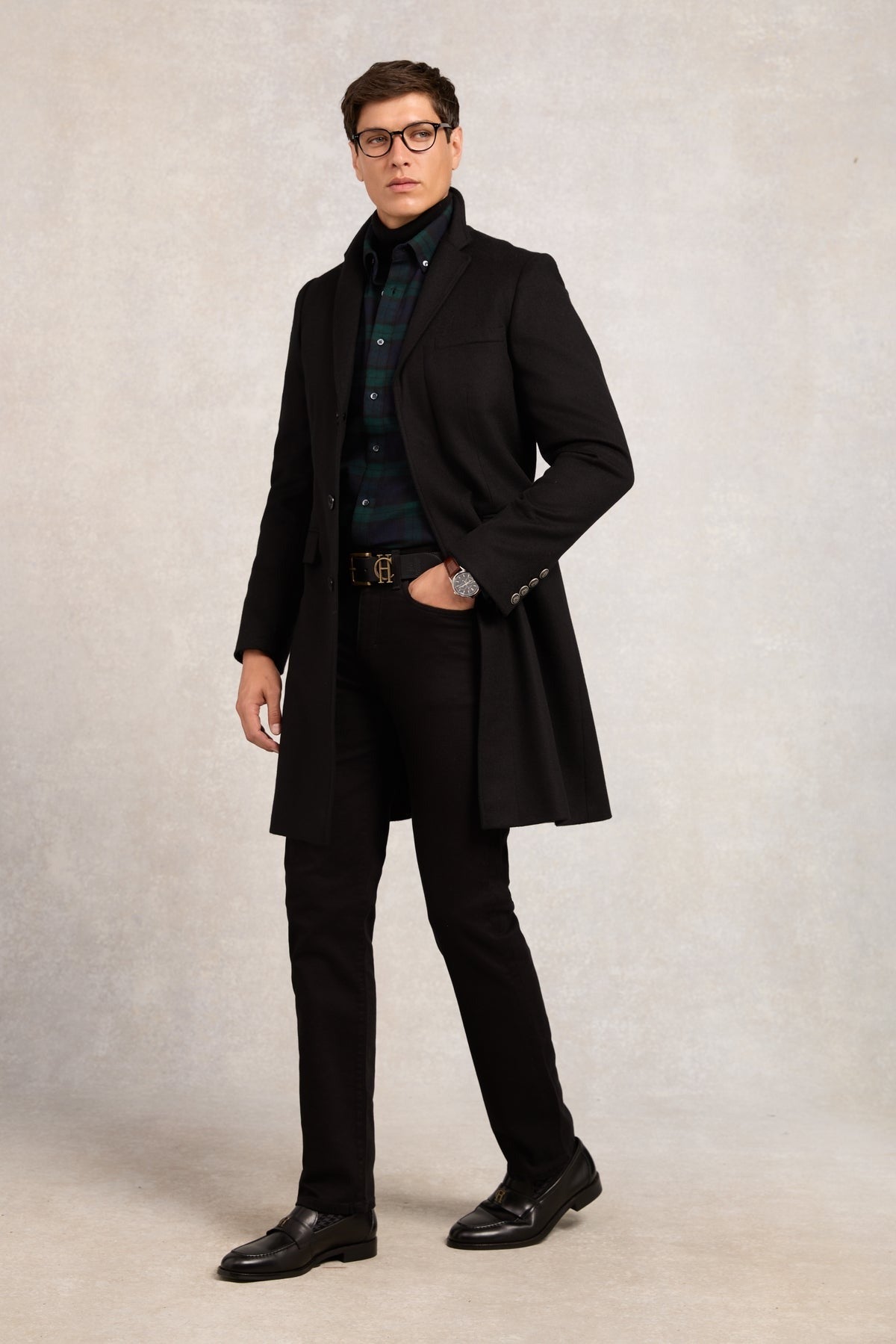 Young Ideas/Henmores - Mens Classic Button Down Shirt - Cheltenham Navy Check - S