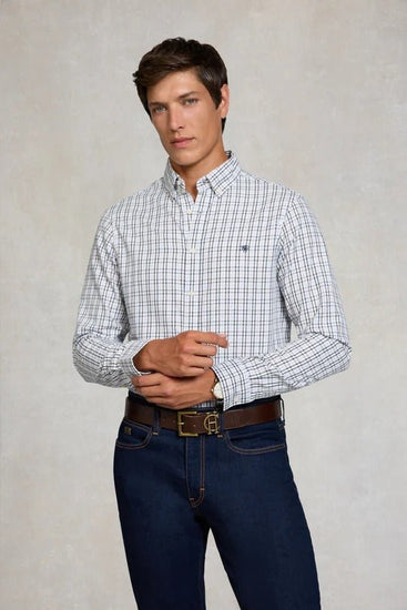 Young Ideas & Henmores - Mens Classic Button Down Shirt - Cheltenham Blue Check - M