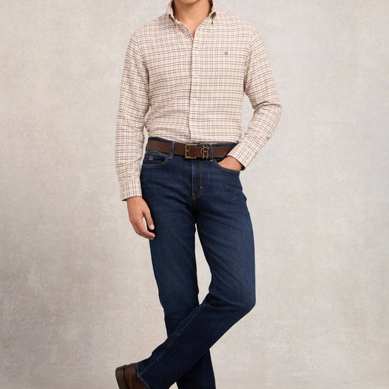 Young Ideas/Henmores - Mens Classic Button Down Shirt - Cheltenham Navy Check - S