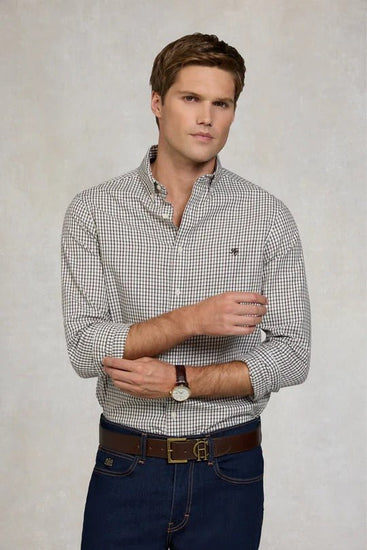 Young Ideas & Henmores - Mens Classic Button Down Shirt - Cheltenham Green Check - M