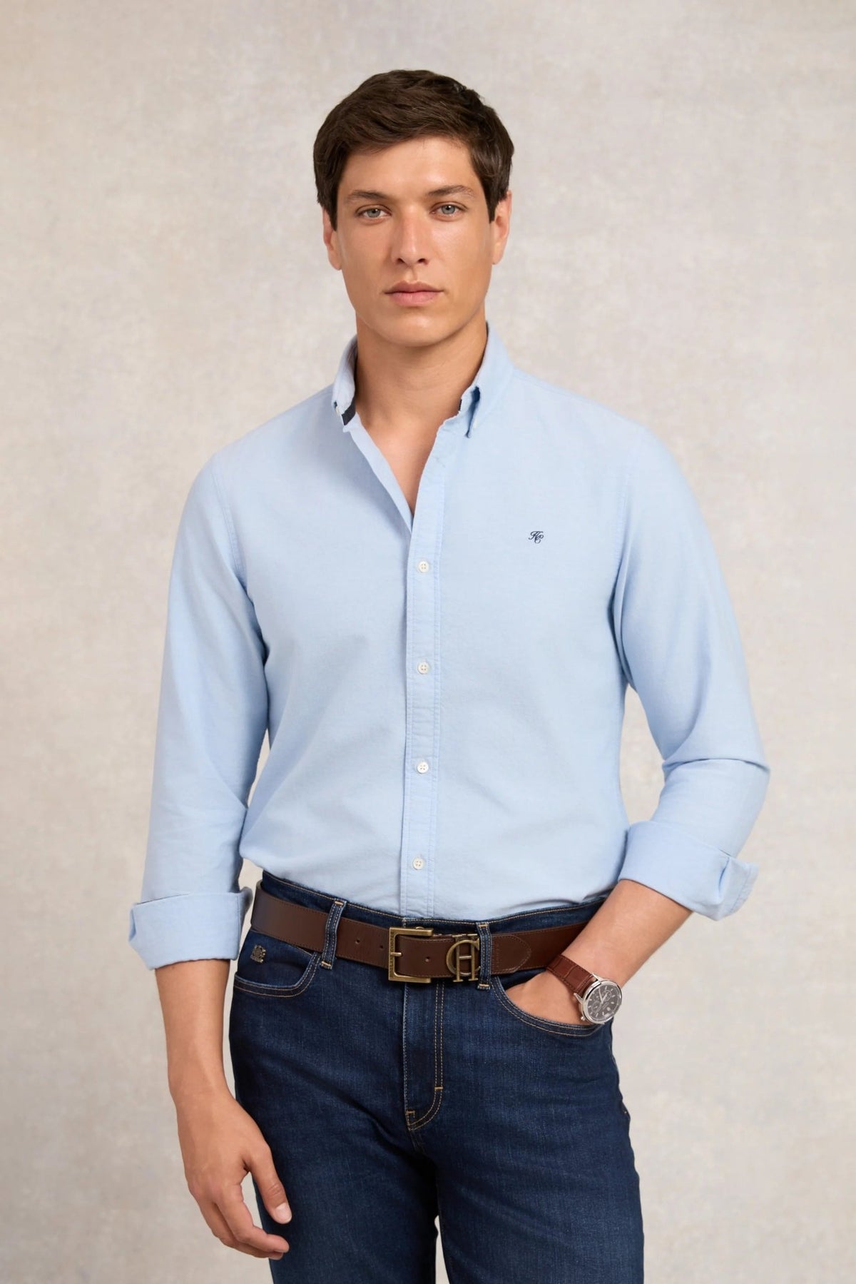 Young Ideas & Henmores -Men's Classic Oxford Shirt -Sky Blue -M
