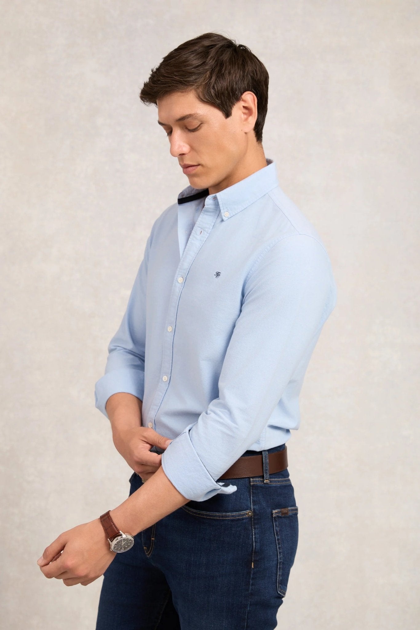 Young Ideas & Henmores -Men's Classic Oxford Shirt -Sky Blue -M