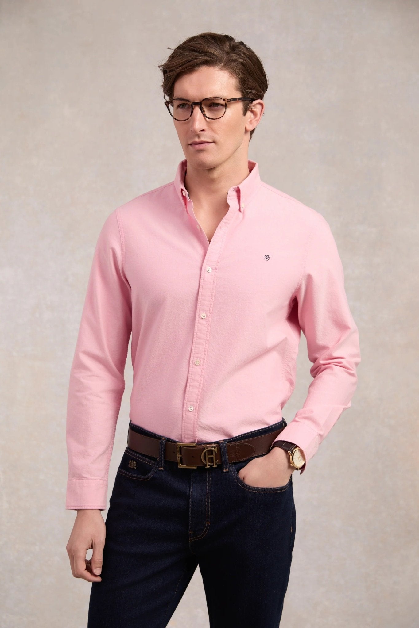 Young Ideas & Henmores -Men's Classic Oxford Shirt -Soft Pink -M