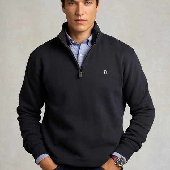 Young Ideas & Henmores -Men's Classic Quarter Zip Sweat -Bournville -L