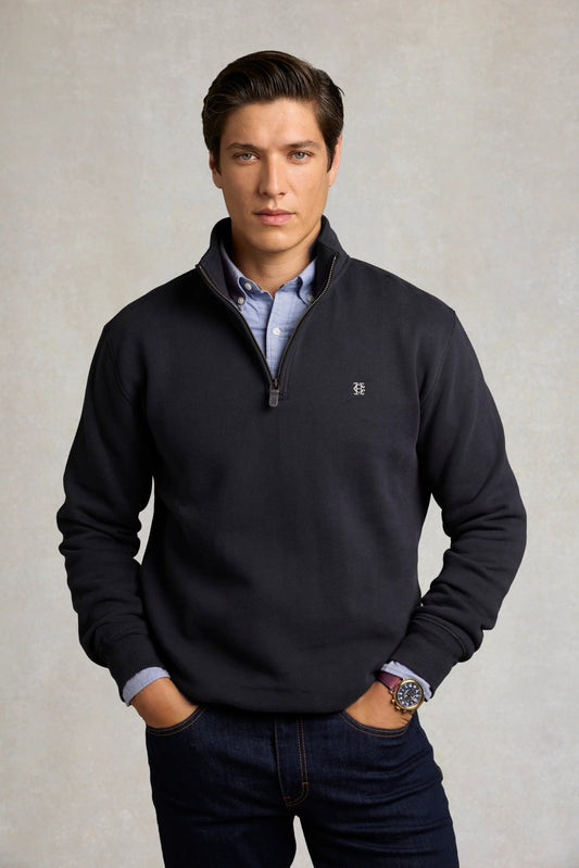 Young Ideas & Henmores -Men's Classic Quarter Zip Sweat -Bournville -L