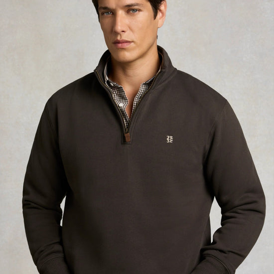 Young Ideas & Henmores -Men's Classic Quarter Zip Sweat -Racing Green -L