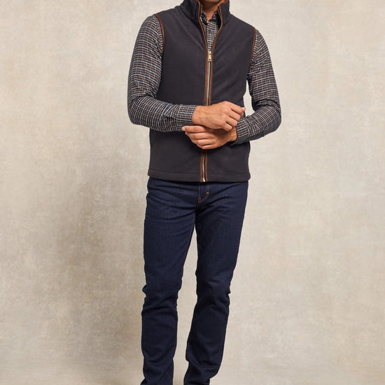 Young Ideas & Henmores - Mens Country Fleece Gilet - Ink Navy - M